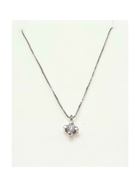 18-carat white gold necklace with 0.10ct diamond K18.300