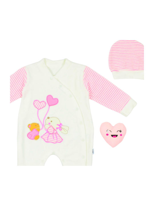 Evita Baby Bodysuit Set Long-Sleeved Velvet with Accessories Pink