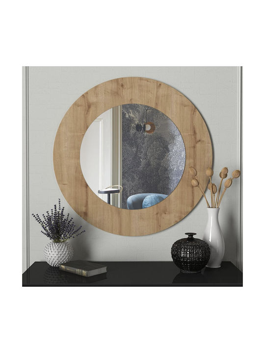 ArteLibre Aasi Wandspiegel mit Beige Kunststoff Rahmen Durchmesser 90cm 1Stück