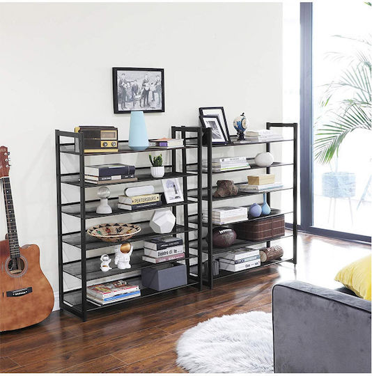 Metalică Suport pentru pantofi cu 12 Rafturi Neagră L92.5xW30.7xH223cm