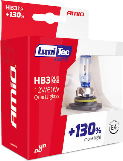 AMiO Car Lamps Lumitec Limited HB3 Halogen 4300K Natural White 12V 60W 2 Pieces