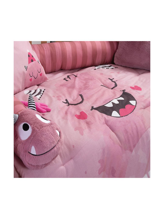 Nef-Nef Homeware Σετ Βρεφικά Σεντόνια Κούνιας Βαμβακερά Monstermania Girl Ροζ 120x170εκ. 3τμχ
