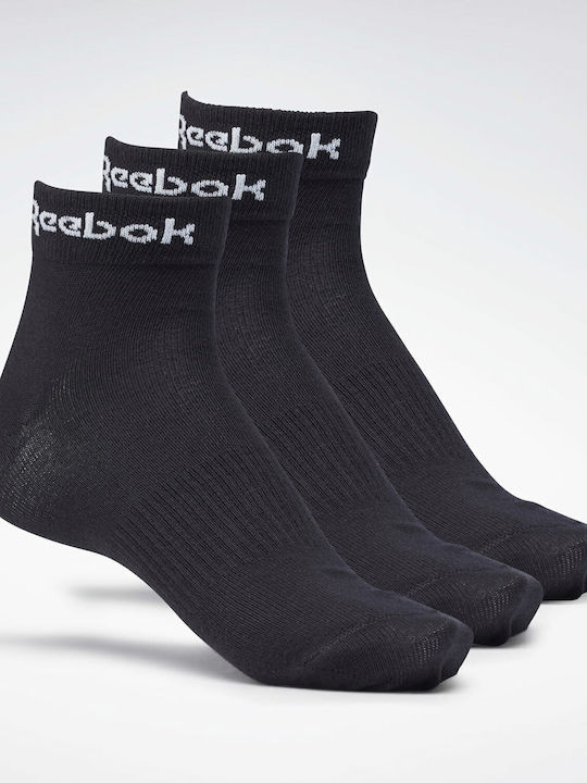Reebok Active Core Αθλητικές Κάλτσες Μαύρες 3 Ζεύγη