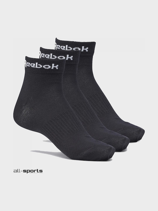 Reebok Active Core Αθλητικές Κάλτσες Μαύρες 3 Ζεύγη