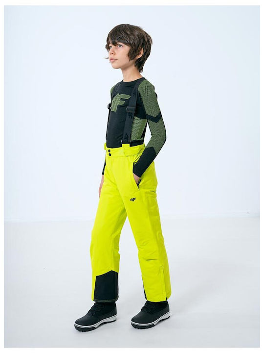 4F HJZ22-JSPMN001-45S Kids Dungarees for Ski & Snowboard Yellow