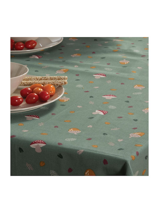 Nef-Nef Homeware Checkered Cotton Mushrooms Green 140x140cm