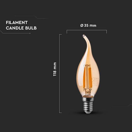 V-TAC LED крушка 4W 118mm за фасунга E14 Топло бяло 350лм