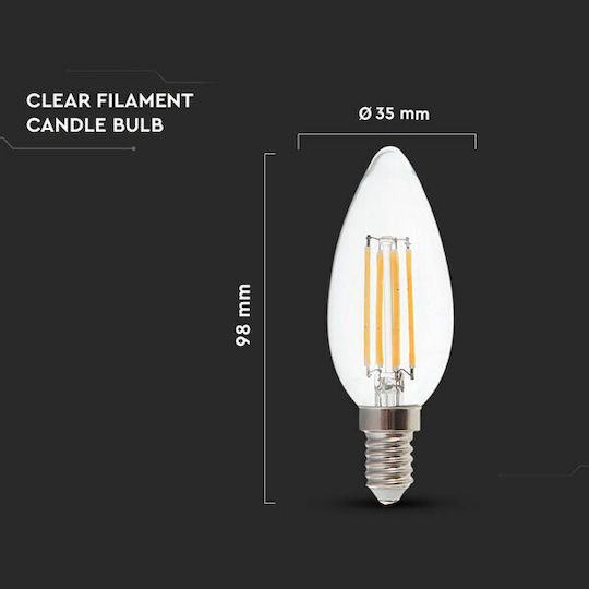 V-TAC LED Bulb 4W 98mm for Socket E14 and Shape C35 Natural White 400lm