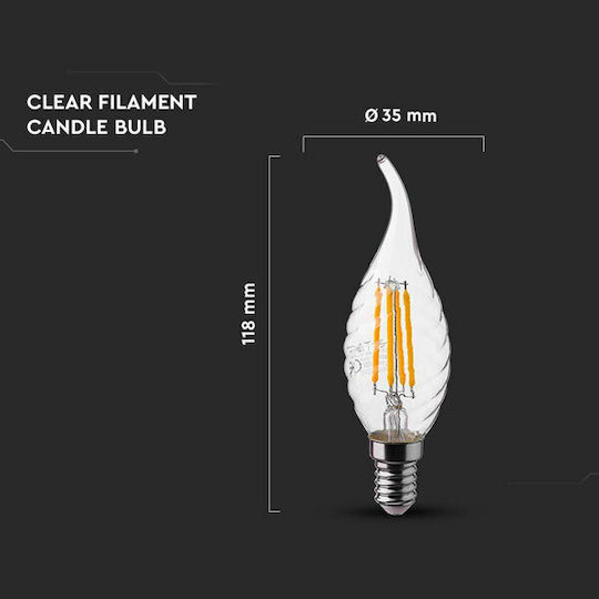 V-TAC LED Bulb 4W 118mm for Socket E14 Natural White 400lm