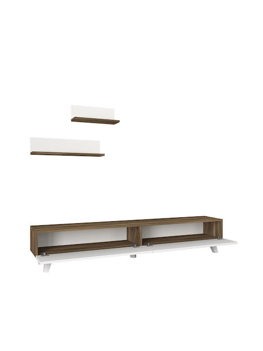 Wohnzimmer TV-Einheit Sirna White / Walnut L180xB31xH32cm