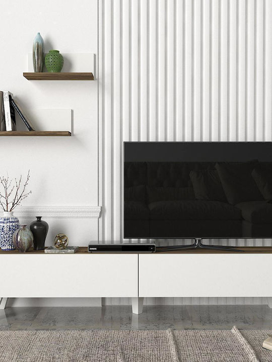 Wohnzimmer TV-Einheit Sirna White / Walnut L180xB31xH32cm