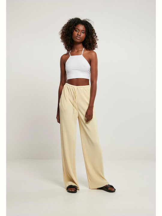 Femei Talie înaltă Din material textil Pantaloni cu elastic Galbenă