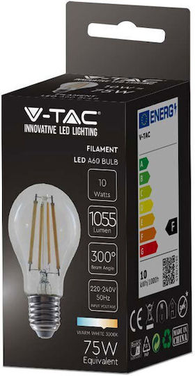 V-TAC Λάμπα LED 10W 105mm για Ντουί E27 και Σχήμα A60 Φυσικό Λευκό 1055lm