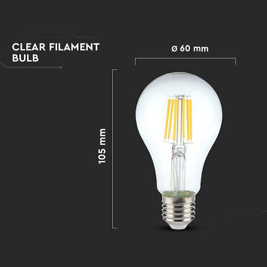 V-TAC Λάμπα LED 10W 105mm για Ντουί E27 και Σχήμα A60 Φυσικό Λευκό 1055lm
