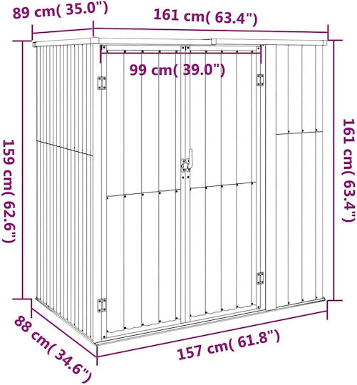 Metallic Garden Shed Galvanized Brown M1.61xW0.89xH1.61m