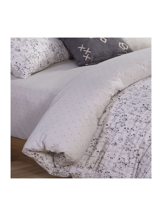 Nef-Nef Homeware Σετ Παπλωματοθήκη Βαμβακερή 240x230cm Υπέρδιπλη με 2 Μαξιλαροθήκες Aria 23 Ecru