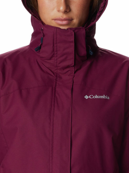 Bugaboo II Fleece Interchange 3 In 1 Women's Hiking Short Sports Jacket for Winter with Hood Burgundy