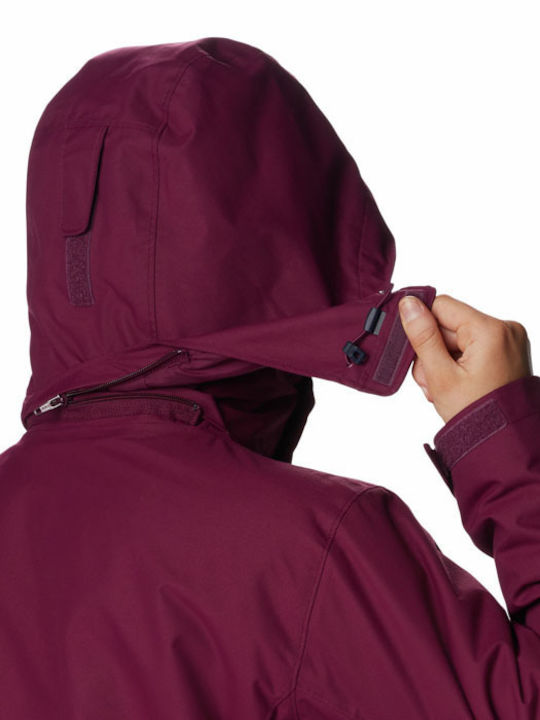 Bugaboo II Fleece Interchange 3 In 1 Women's Hiking Short Sports Jacket for Winter with Hood Burgundy