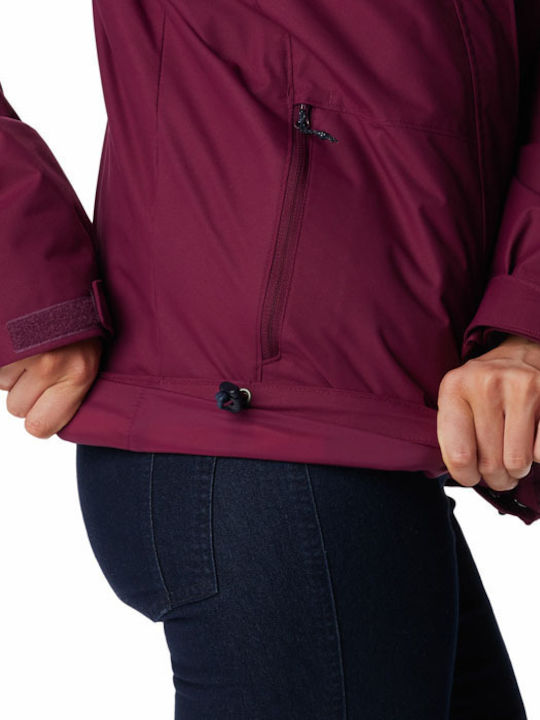 Bugaboo II Fleece Interchange 3 In 1 Women's Hiking Short Sports Jacket for Winter with Hood Burgundy