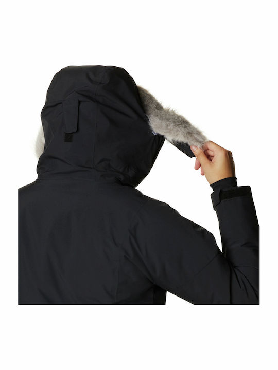Alpine Insulated Women's for Hiking Short Parka Jacket for Winter with Hood Black