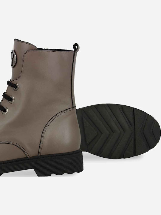 Leather Women's Ankle Boots Gray