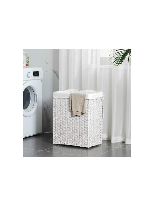 Songmics Laundry Basket Wicker Folding with Cap 46x33x60cm White