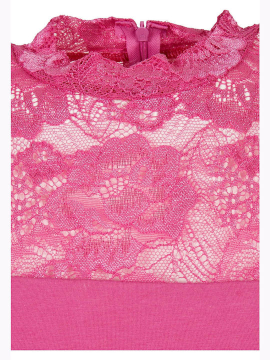 Sleeveless Bodysuit with Mesh Pink