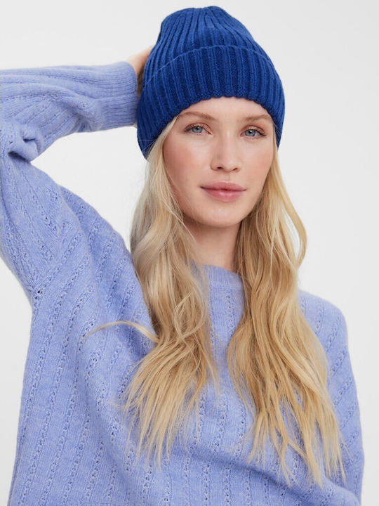 Beanie Γυναικείος Σκούφος με Rib Πλέξη σε Μπλε χρώμα
