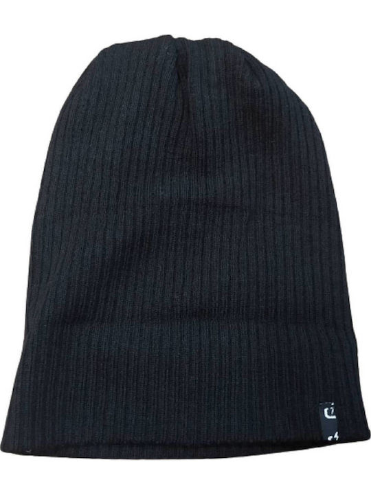 Unisex Beanie Wendbarer Mütze mit Rippenstrick in Schwarz