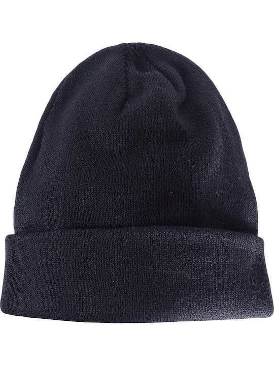 Emerson Beanie Unisex Beanie Knitted in Navy Blue color