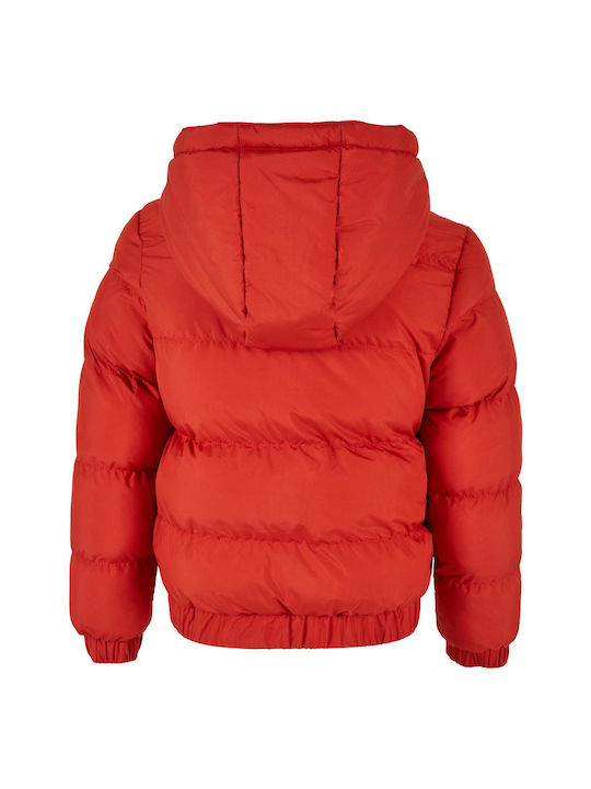 Urban Classics Kids Quilted Jacket short Hooded Red