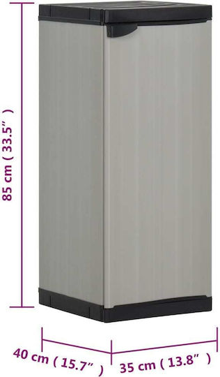 Single-Leaf Plastic Cabinet with Locking Capability with 1 Shelf Suitable for Small Spaces Grey 35x40x85 cm