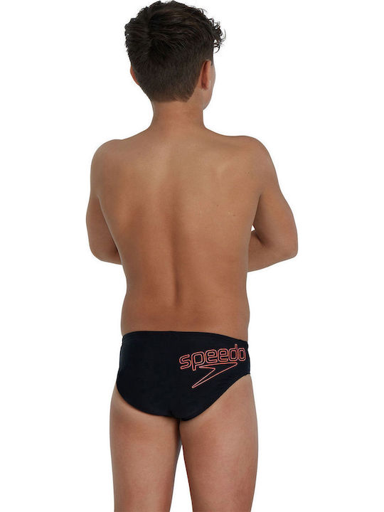 Speedo Logo Brief Kinder Badeanzug Badeslips Schwarz