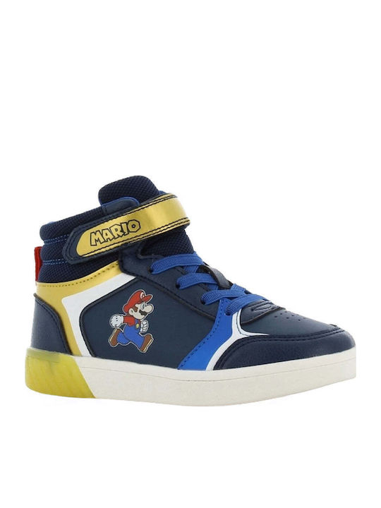 Παιδικά Sneakers High με Σκρατς & Φωτάκια Μπλε