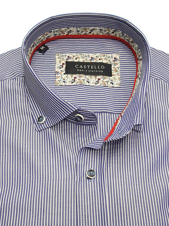 Castello Men's Cotton Long Sleeve Shirt Light Blue Regular Fit (8004) (80% Cotton, 20% Polyester)