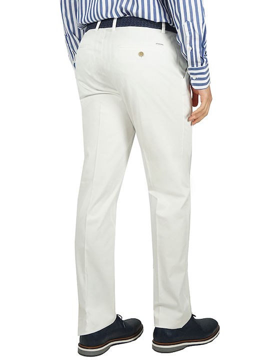 Lexton Men's Cotton Trousers "ROBERT" White Regular Fit (ROBERT) (97% Cotton, 3% Elastane)