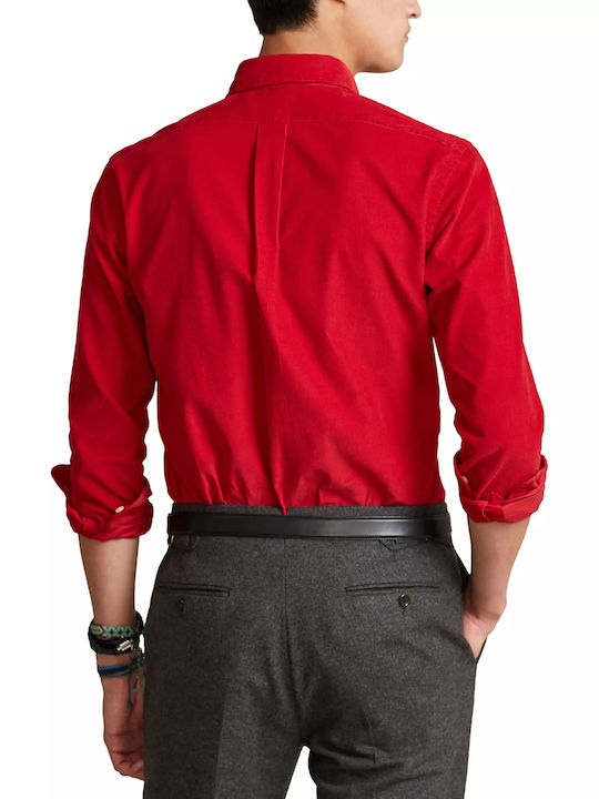 Ralph Lauren Men's Shirt Long Sleeve Corduroy Red