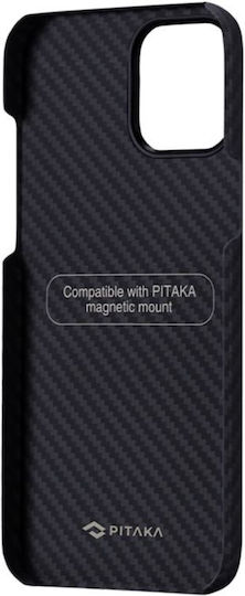 Pitaka Aramid MagEZ Back Cover Aramid Fiber 0.65mm Black / Red Twill (iPhone 12)