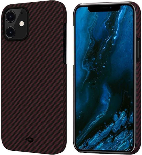 Pitaka Aramid MagEZ Back Cover Aramid Fiber 0.65mm Black / Red Twill (iPhone 12)