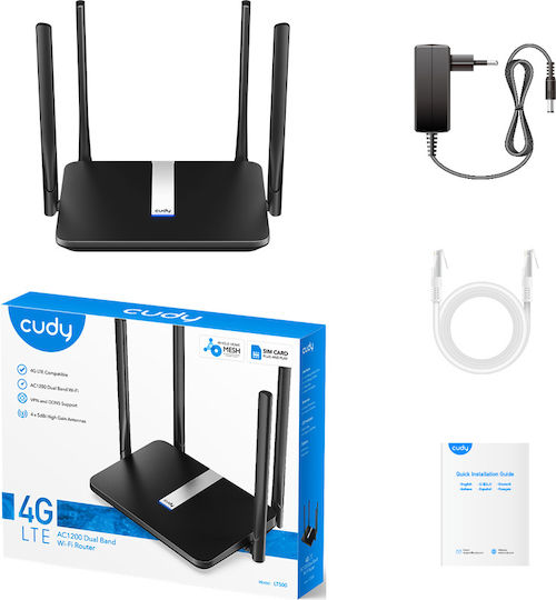 Cudy LT500 v2 Ασύρματο 4G Router Wi‑Fi 5 με 4 Θύρες