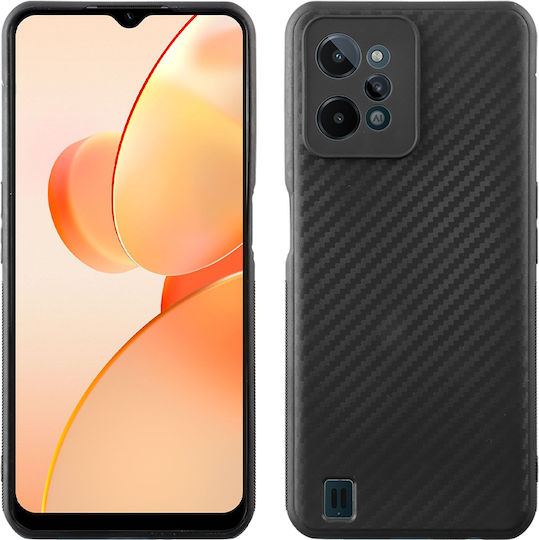 Volte-Tel Carbon Umschlag Rückseite Silikon Schwarz (Realme C31)