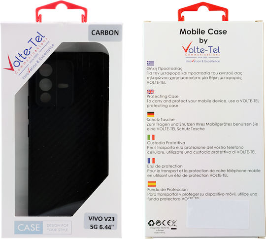Volte-Tel Carbon Задна корица Силикон Черен (Vivo V23 5G)
