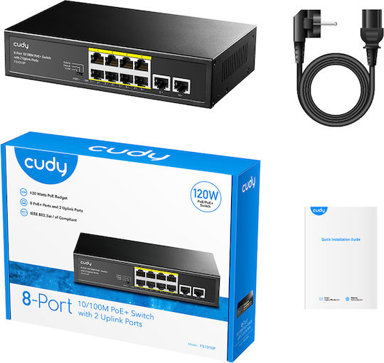 Cudy FS1010P v1 Unverwaltet L2 PoE+ Switch mit 8 Ports Ethernet