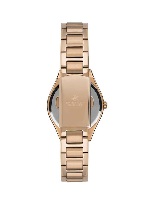 Beverly Hills Polo Club Diamonds Watch with Pink Gold Metal Bracelet