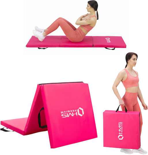 HMS MGS02 Exercise Mat Pink with Carry Strap (180x60x5cm)