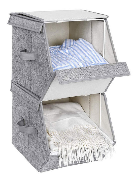 Songmics Fabric Storage Box with Lid Gray 50x35x25cm 3pcs