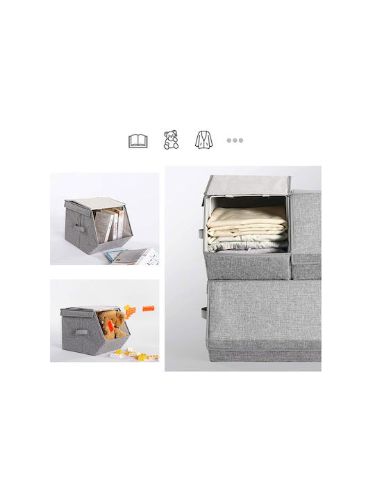 Songmics Fabric Storage Box with Lid Gray 50x35x25cm 3pcs