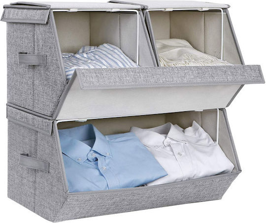 Songmics Тъкан Кутия за съхранение с капак Сив 50x35x25см 3бр