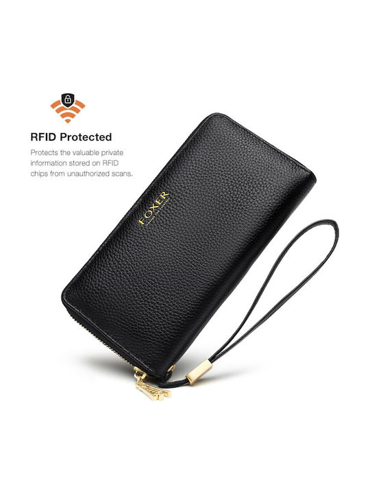 Large Leather Women's Wallet Classic with RFID Black