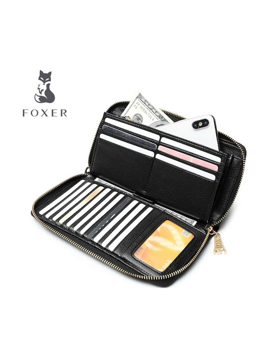 Large Leather Women's Wallet Classic with RFID Black
